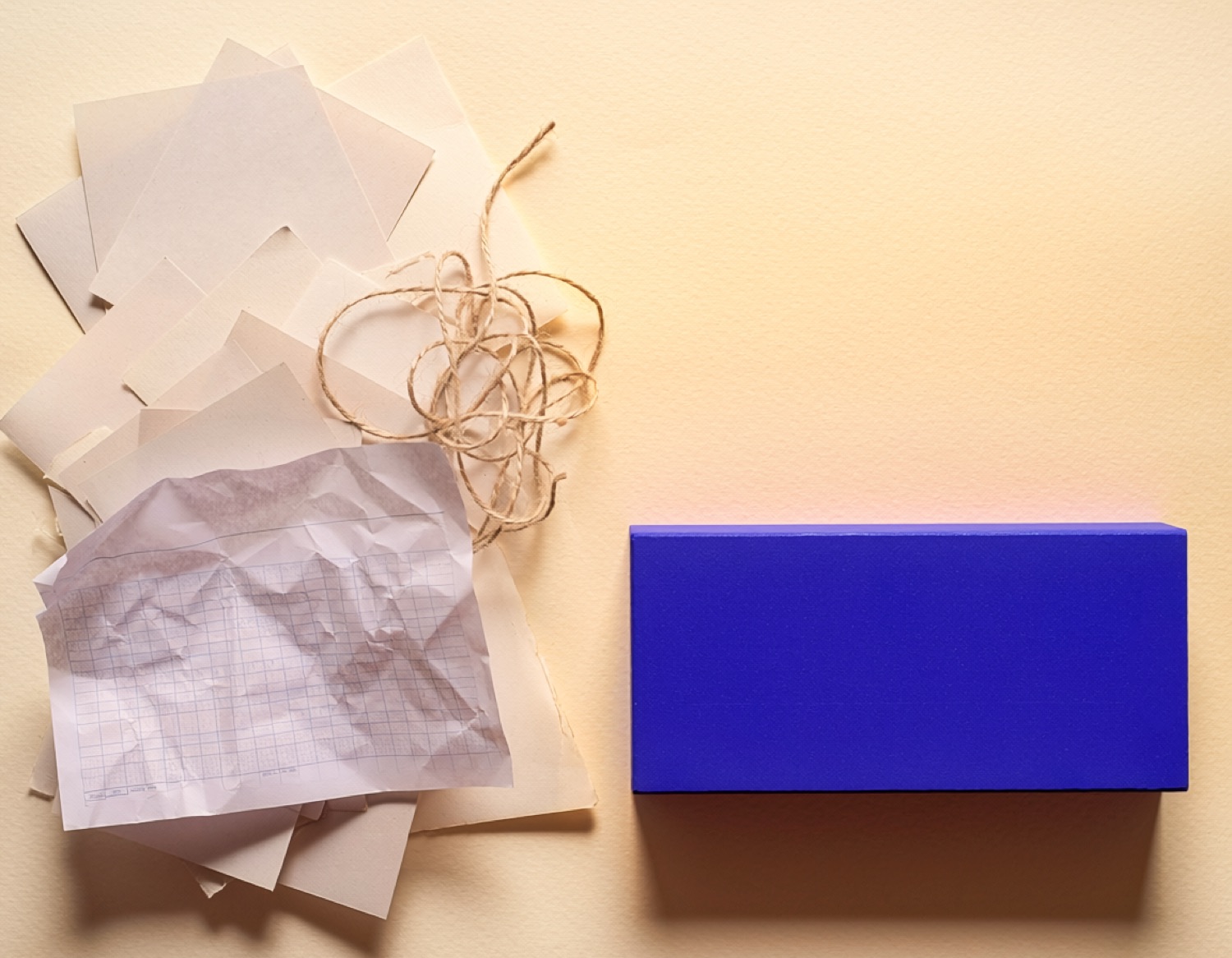 A tangle of paper workarounds resolving into one machined ultramarine tool